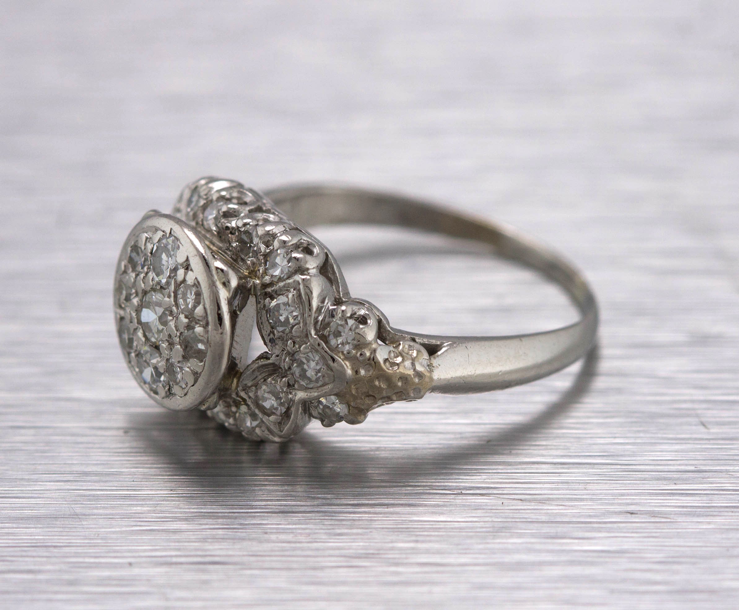 Stunning Ladies Antique Estate Platinum 0.53ctw Diamond Engagement Ring