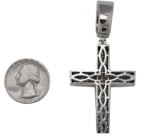 Men's Large 14K White Gold 4.38ctw Princess Cut Diamond Cross Crucifix Pendant