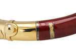 La Nouvelle Bague 750 18K Yellow Gold Burgundy Enamel Dangle Bangle Bracelet