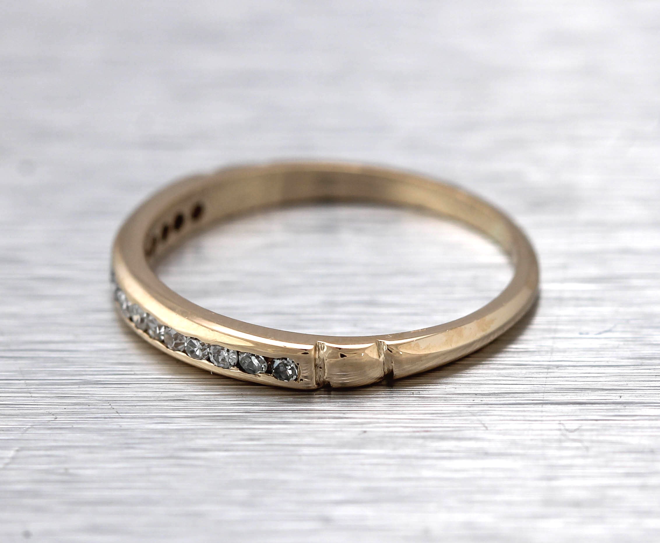 Lovely Ladies Dainty 14K Yellow Gold 3mm Wide 0.15ctw Diamond Stackable Ring