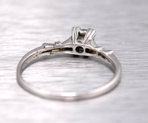 Ladies Vintage Estate 14K White Gold 0.33ct Diamond Solitaire Engagement Ring