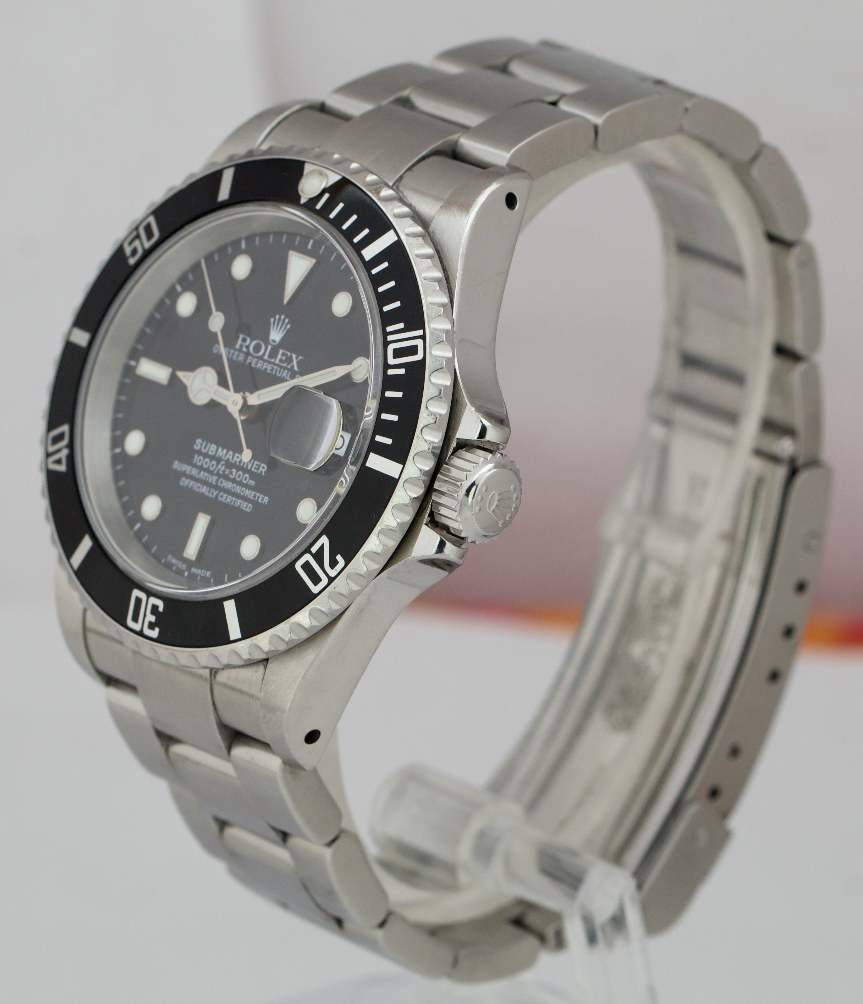 2002 UNPOLISHED Rolex Submariner Date 16610 40mm Black Stainless SEL Watch B+P