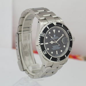 2002 UNPOLISHED Rolex Submariner Date 16610 40mm Black Stainless SEL Watch B+P