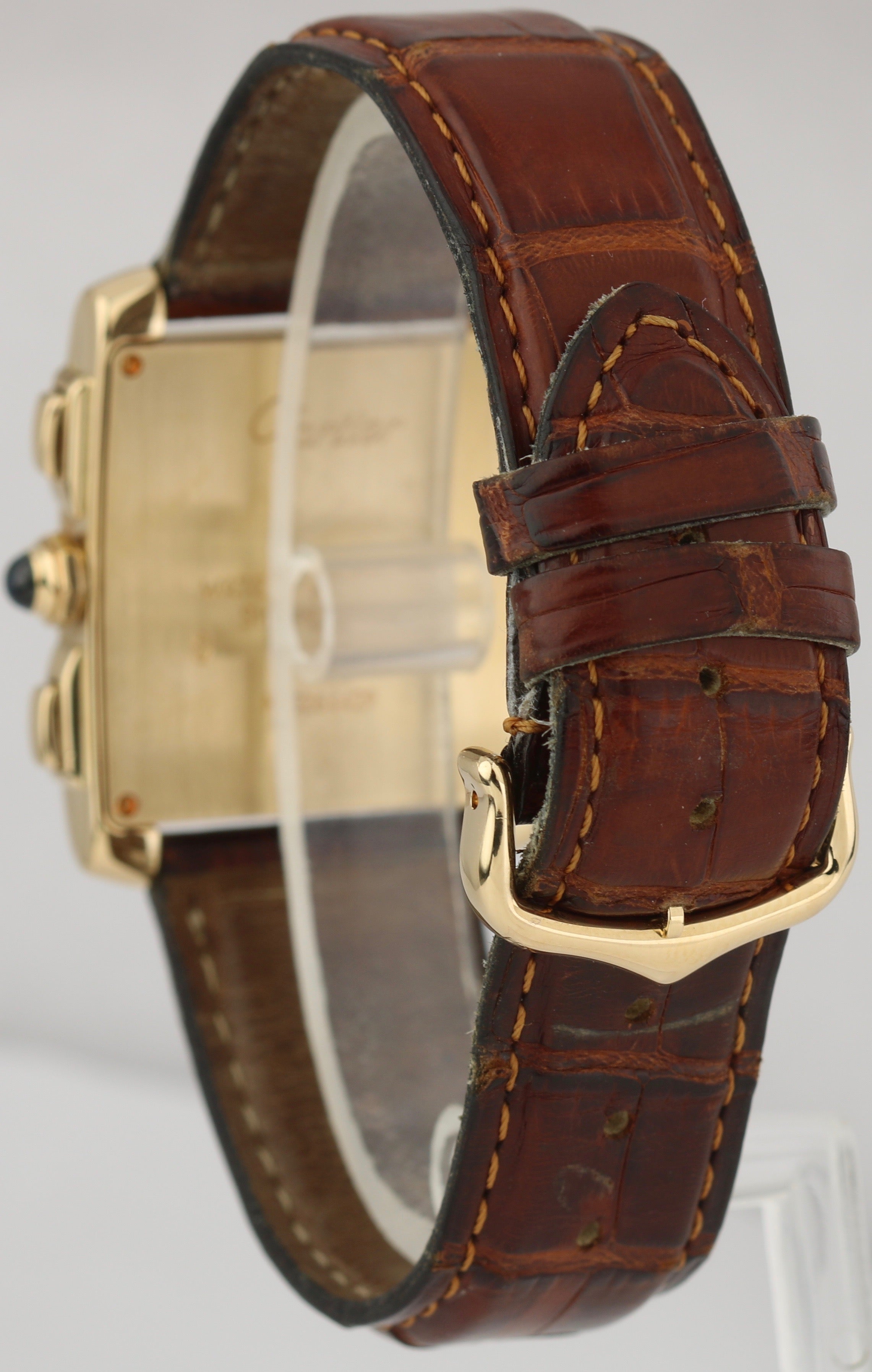 MINT Cartier Tank Francaise Chronoflex Chronograph 18K Gold Quartz Watch 1830