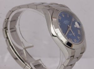 MINT Mens Rolex DateJust II 41mm 116300 Blue Roman Smooth Stainless Oyster Watch