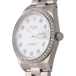 MINT Rolex Date 15000 Steel MOP Diamond Dial and Diamond Bezel 34mm Oyster Watch