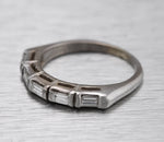 Ladies Estate 14K White Gold 0.55ctw Baguette Cut Diamond Wedding Band Ring