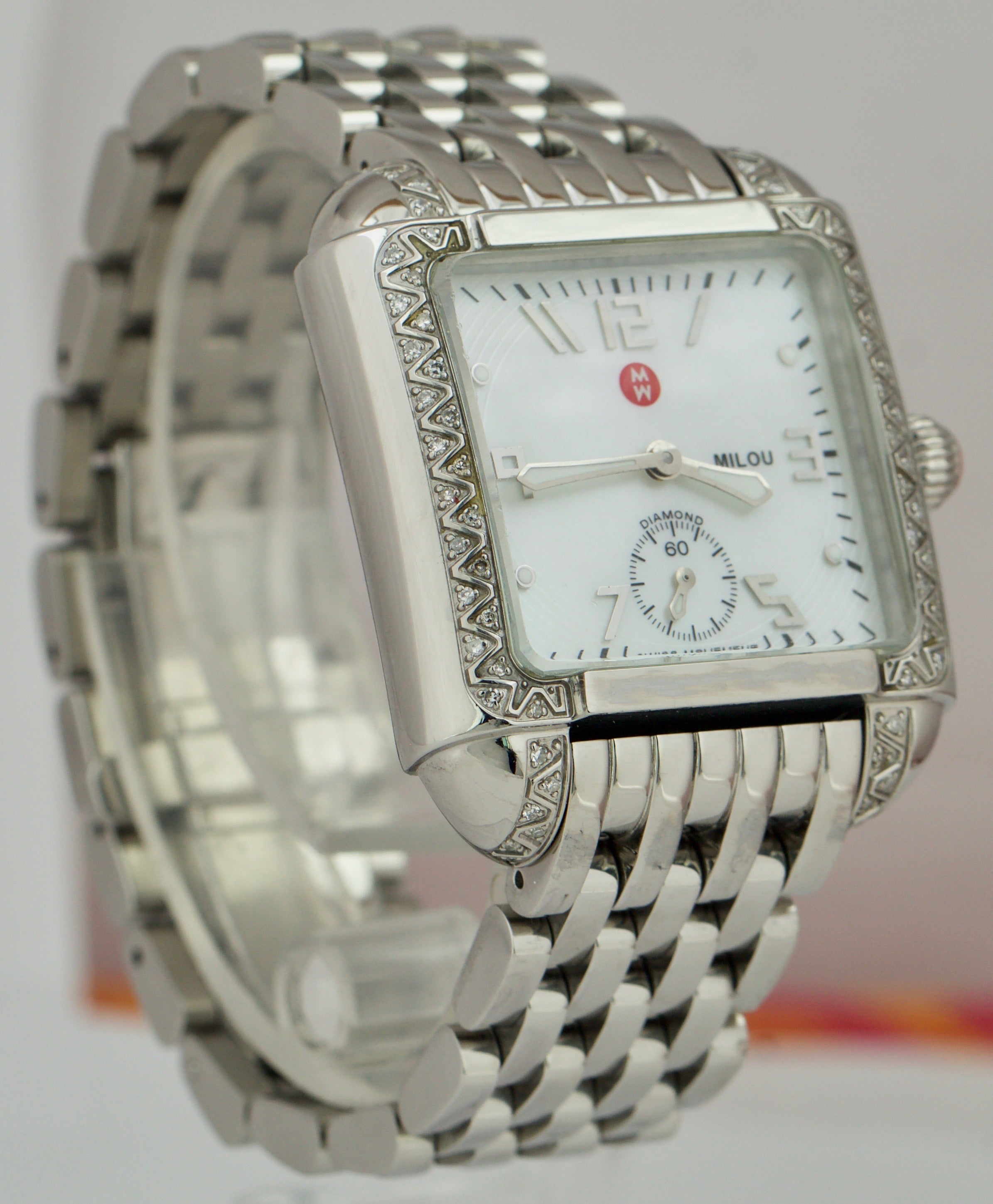 Ladies Michele Milou Diamond Stainless Steel Square Mother of Pearl MW15A01A2026