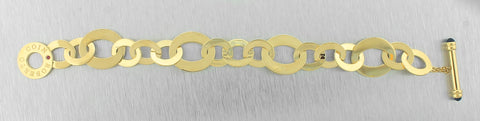 Genuine Roberto Coin Chic and Shine Circle Toggle 18K Yellow Gold Bracelet 7.75"