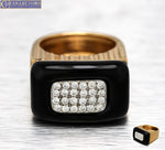 Ladies La Nouvelle Bague 750 18K Yellow Gold 0.48ctw Diamond Enamel Ring