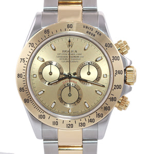 PAPERS Rolex Daytona 116523 Champagne Steel 18k Yellow Gold Two Tone Steel Watch