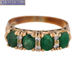 Ladies Vintage Estate 18K Yellow Gold 0.62ctw Diamond Emerald Gemstone Ring