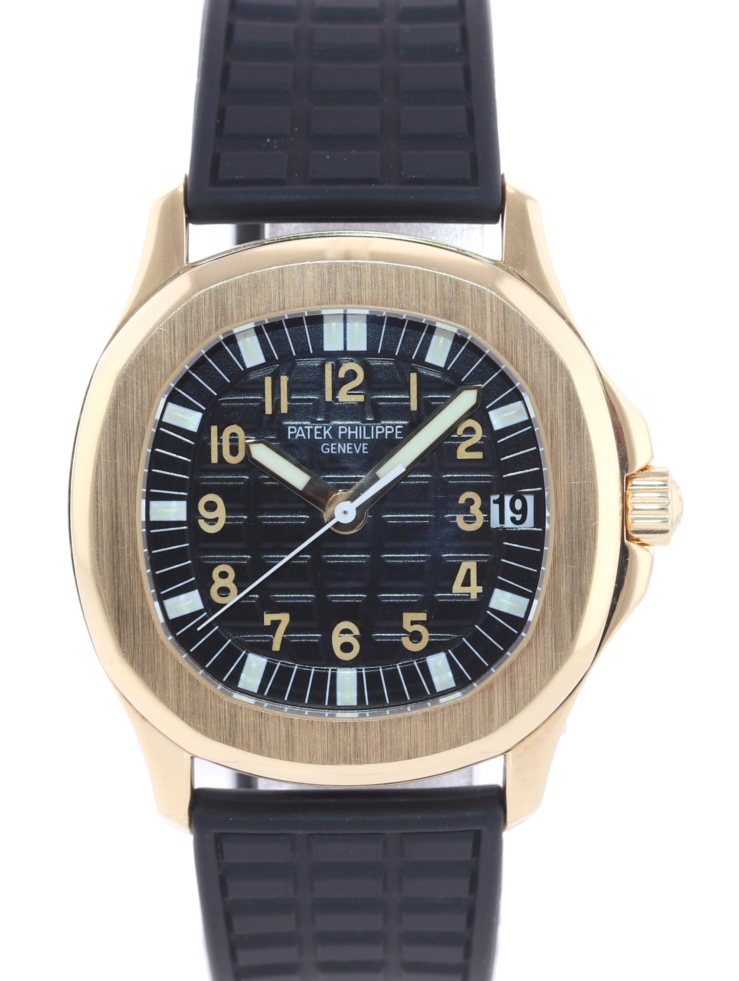PAPERS Patek Philippe 5066J Aquanaut Black Rubber 5066 Yellow Gold 36mm Watch