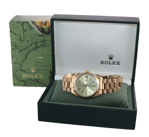 Rolex President Day Date 36mm 18038 Yellow Gold Champagne Stick Quickset Watch