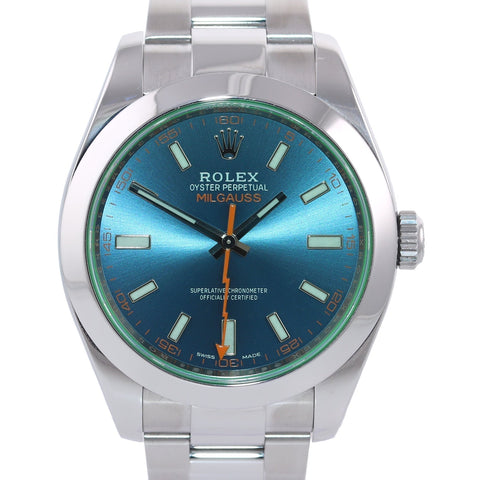 2019 MINT Rolex Milgauss Blue Anniversary Green 116400GV Steel Watch Box