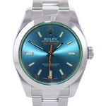 2019 PAPERS Rolex Milgauss Blue Dial Anniversary Green 116400GV Steel Watch