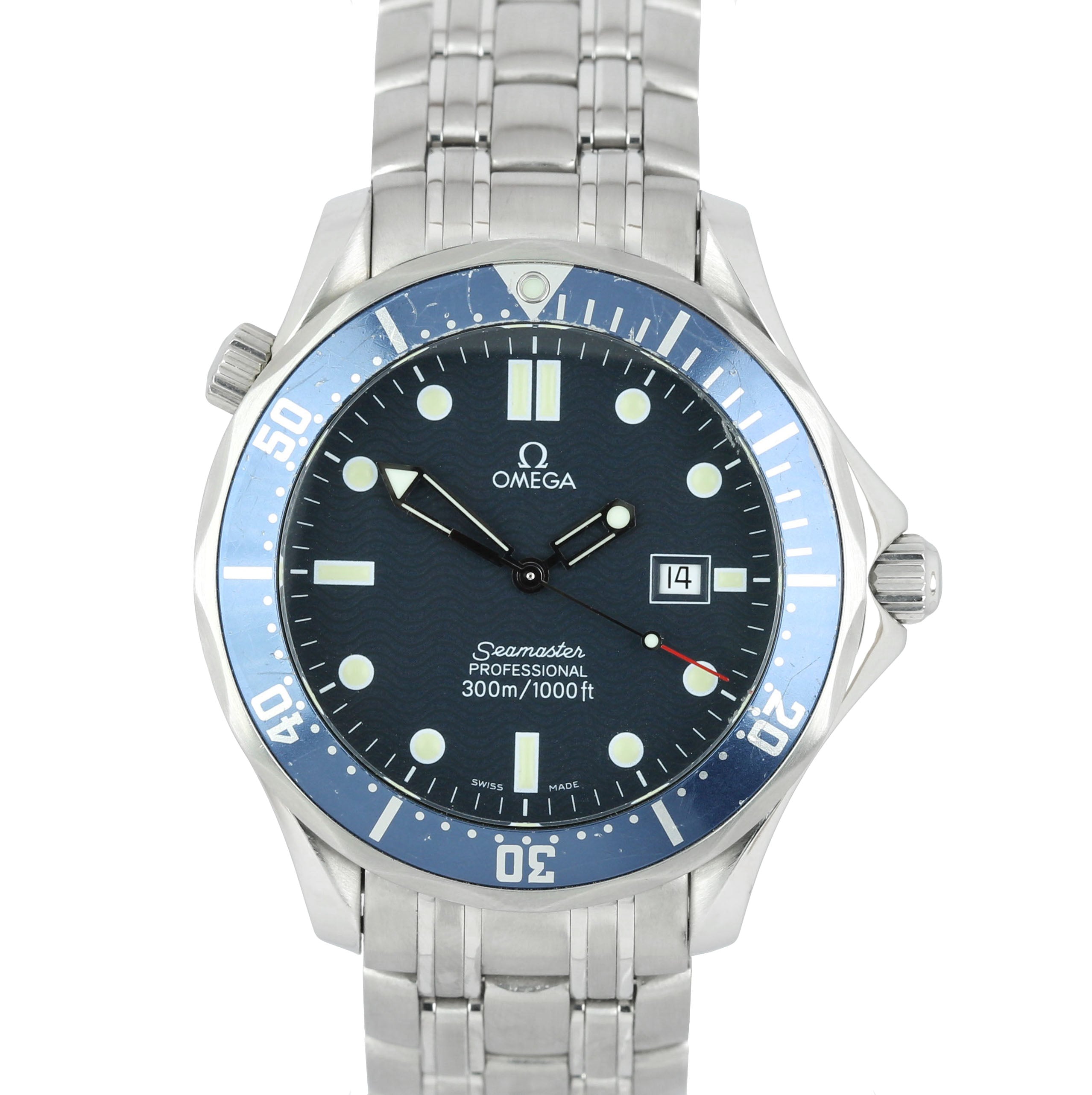 Men's Omega Seamaster Professional 300M 2541.80 Blue Wave BOND Quartz 41mm Watch