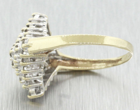 Vintage 0.40ctw Diamond Cluster Rhombus Cocktail Ring - 10k Yellow & White Gold