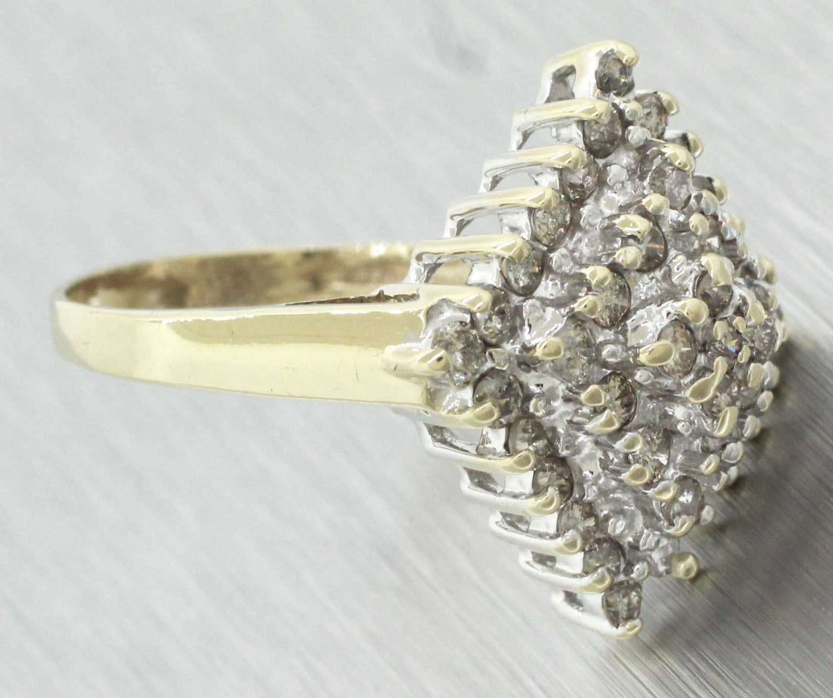 Vintage Estate 10k Solid Yellow & White Gold 0.40ctw Diamond Cluster Ring