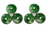 Ladies Estate 18K White Gold 0.06ctw Diamond Jade Stud Earrings