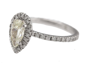 Ladies 14K White Gold 0.77 CT J-K SI2 Pear Brilliant Diamond Engagement Ring EGL