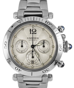 Cartier de Pasha 2113 38mm Stainless Steel Chronograph Automatic Ivory Watch