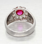 Antique Art Deco 0.75ct Ruby and Diamond Flower Band Ring in 18k White Gold