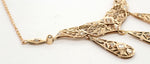 Victorian 1ctw Rose Cut Diamond Filigree Pendant 18" Necklace - 14k Yellow Gold