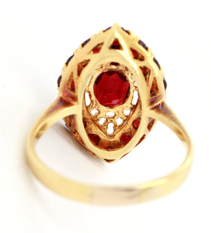 Antique Art Deco 2.60ctw Marquise Garnet Cocktail Ring - 18k Yellow Gold Size 9