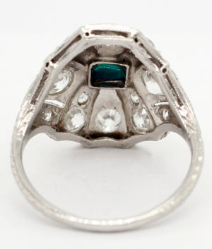 Antique Art Deco 0.40ct Triangle Sapphire & Diamond Cocktail Ring in Platinum