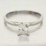 Vintage 0.53ct Asscher Diamond Solitaire Engagement Ring - 14k White Gold | 6.75
