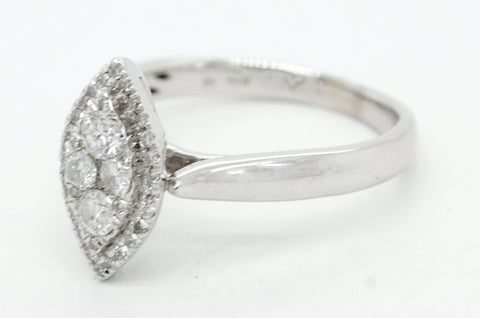 Vintage 0.60ctw Diamond Marquise Cocktail Ring in 14k White Gold | Size 8