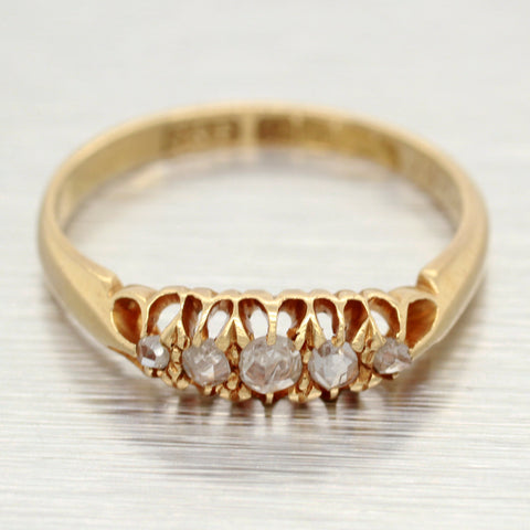 1800s Victorian 0.30ctw Rose Cut Diamond Band Ring - 18k Yellow Gold | Size 6.75