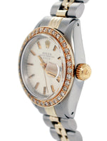 1970s Ladies Rolex Date 6916 Silver 26mm Two-Tone Jubilee Diamond Bezel Watch
