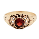 Antique Art Nouveau 0.35ct Red Garnet Band Ring Bezel Set - 14k Yellow Gold