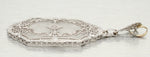 Antique Art Nouveau 0.03ct Diamond & Resin Rectangle Pendant - 14k White Gold