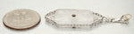 Antique Art Nouveau 0.03ct Diamond & Resin Rectangle Pendant - 14k White Gold