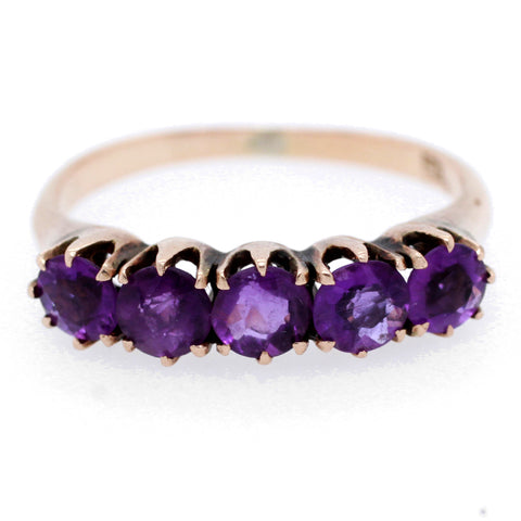 Vintage 1.00ctw Purple Amethyst Band Ring in 14k Yellow Gold - Size 4