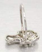 Antique Art Deco 0.40ctw Diamond & Sapphire Pin Conversion Ring - 14k White Gold