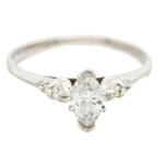 Vintage 0.75ctw Marquise Diamond Engagement Ring in 14k White Gold | Size 11.75