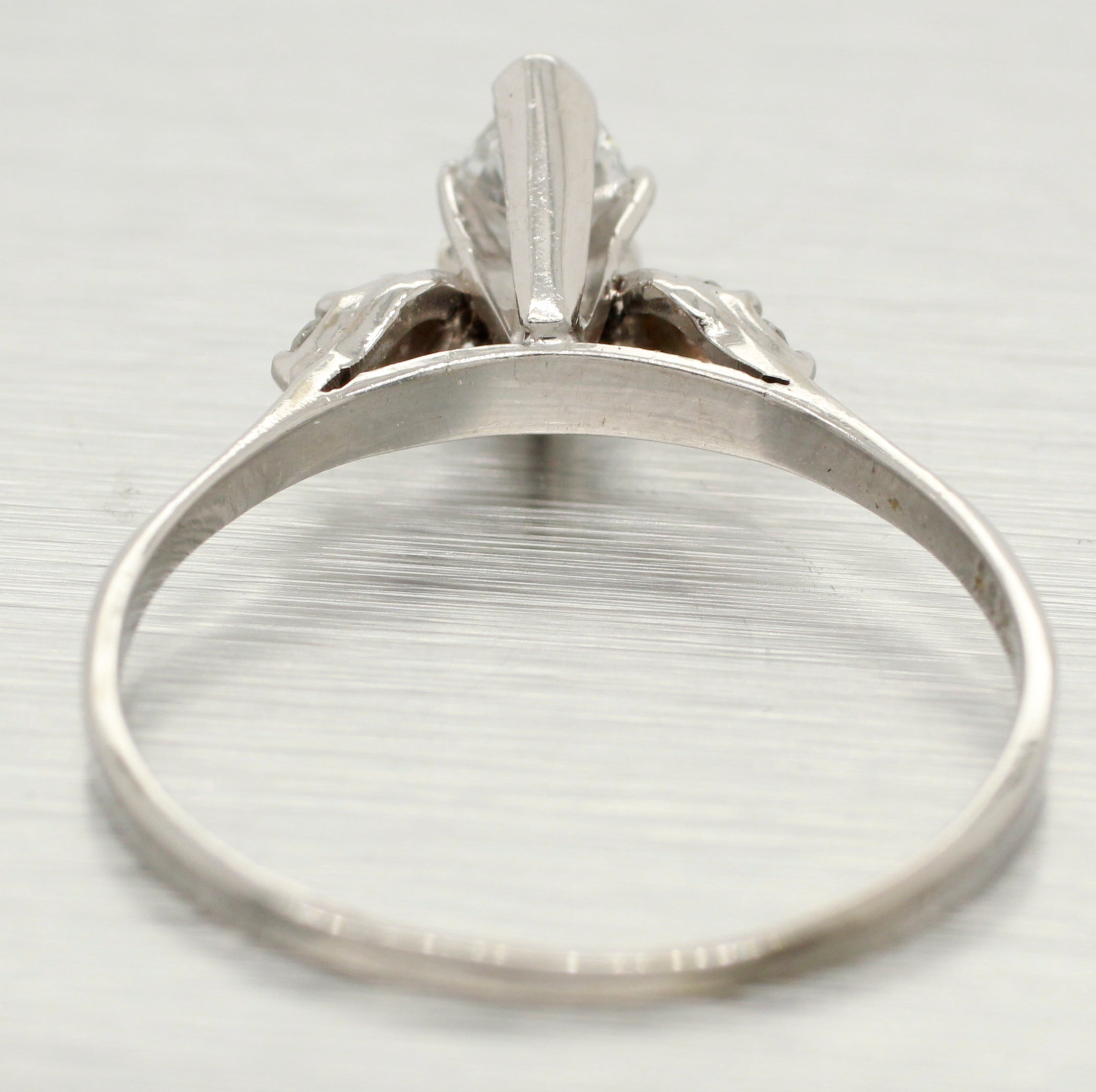 Vintage 0.75ctw Marquise Diamond Engagement Ring in 14k White Gold | Size 11.75