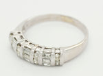 Vintage Round & Baguette Diamond Band Ring 0.40ctw in 14k White Gold | Size 9.25