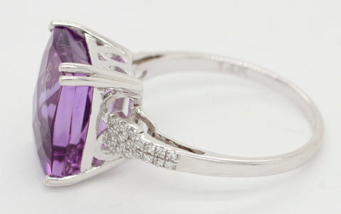EFFY 4ct Amethyst and Diamond Accent Cocktail Ring in 14k White Gold