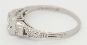 Antique Art Deco 0.25ctw Diamond Three Stone Ring in 900 Platinum | Size 6.25