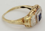 Antique Art Deco 0.30ctw Sapphire & Diamond Filigree Band Ring - 14k Yellow Gold