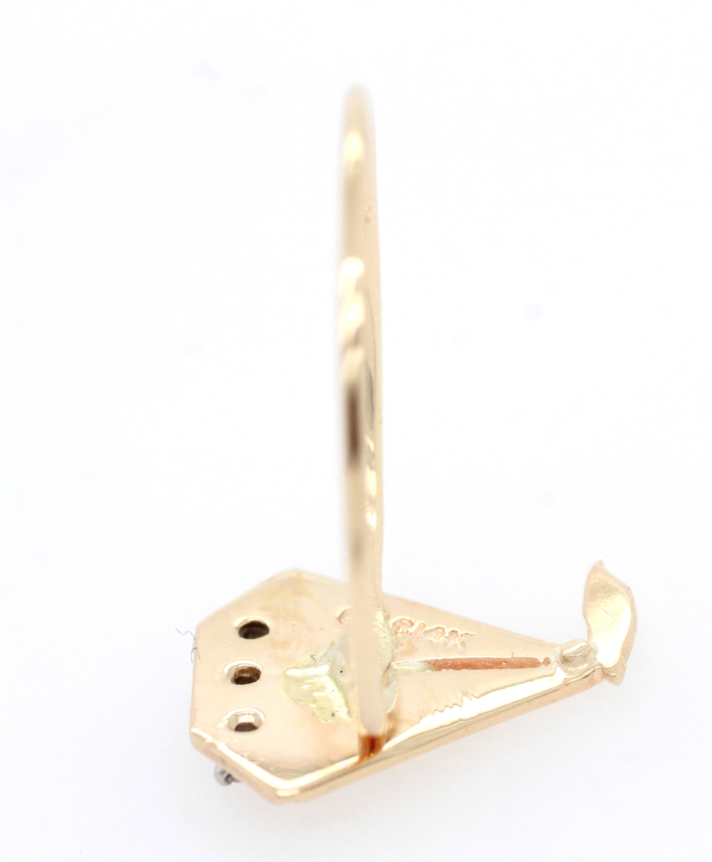 Antique Art Deco 0.10ctw Diamond Sailboat Pin Conversion Ring - 14k Yellow Gold