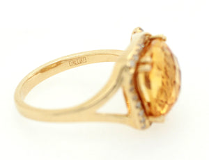 EFFY 1.39ctw Citrine and Diamond Cocktail Ring - 14k Yellow Gold | Size 7