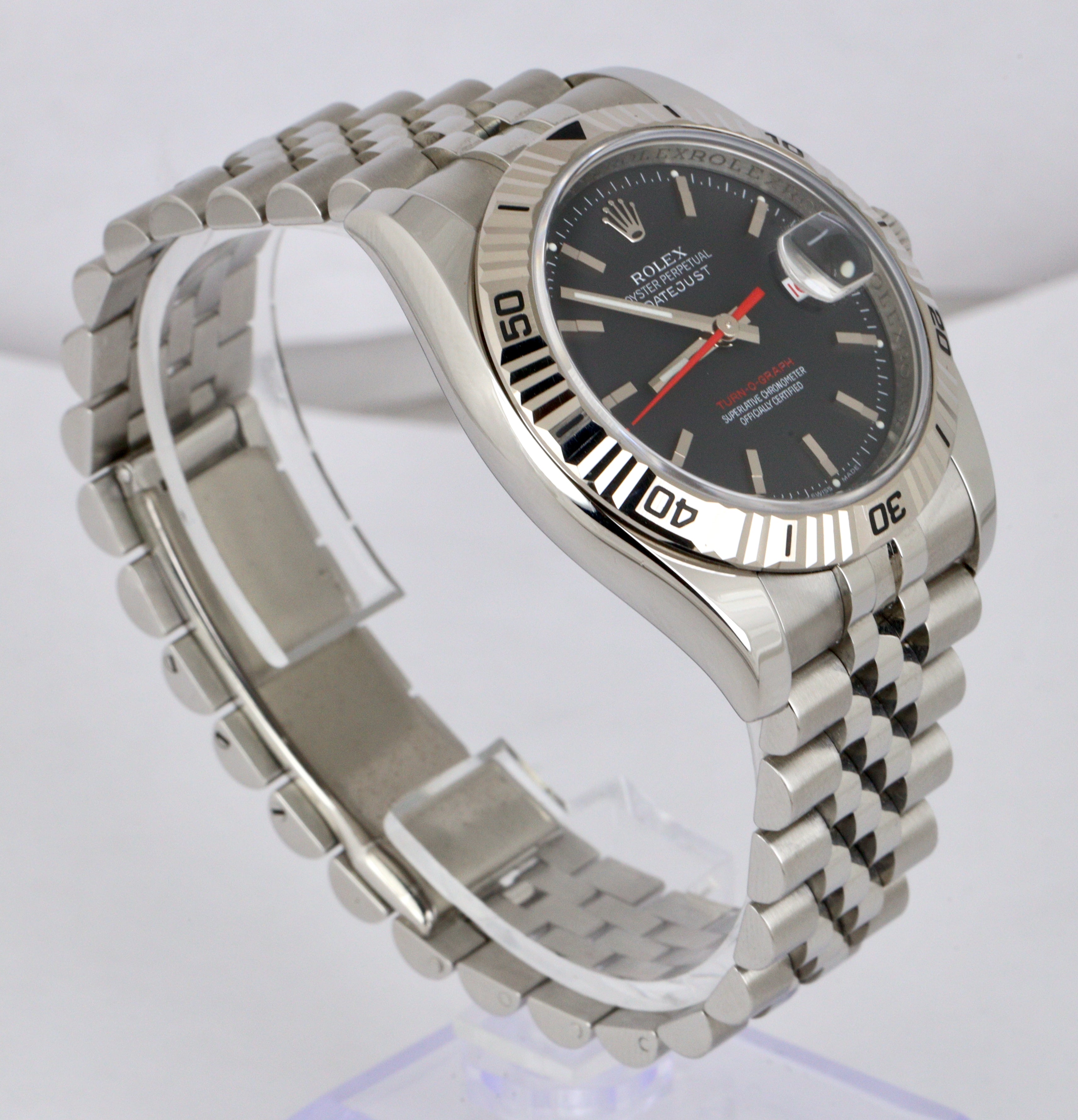 MINT Rolex DateJust 116264 Turn-O-Graph 36mm Thunderbird Black Jubilee Watch
