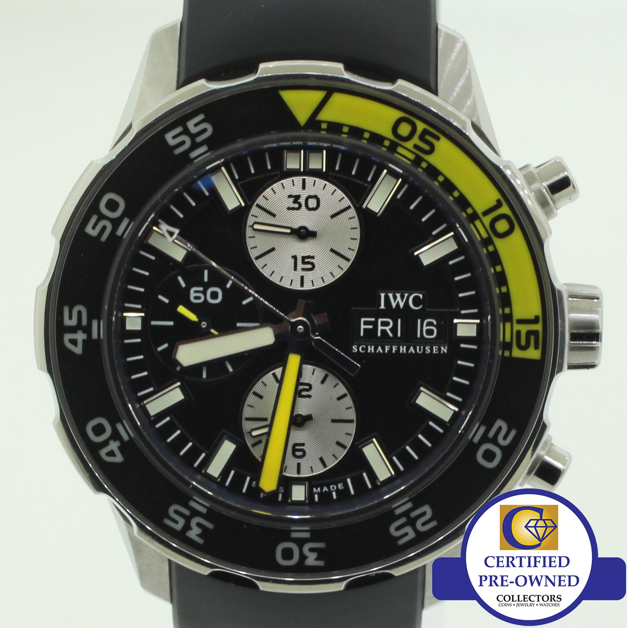 IWC Aquatimer Automatic Chronograph Day Date 44mm 3767 Steel Rubber Watch