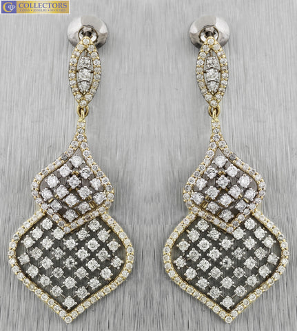 Lovely Ladies Estate 14K Yellow Gold 3.41ctw Diamond Drop Dangle Earrings